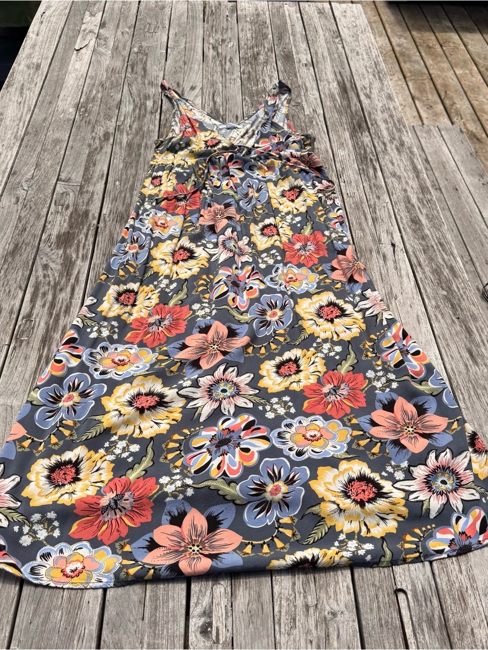 O'Neill Floral Midi Dress in Blue, Yellow & Coral